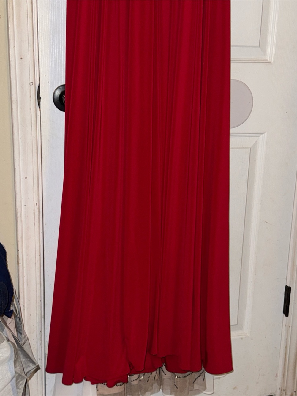 R&M Richards Red Beaded Waist Prom Dress - Picture 5 of 5